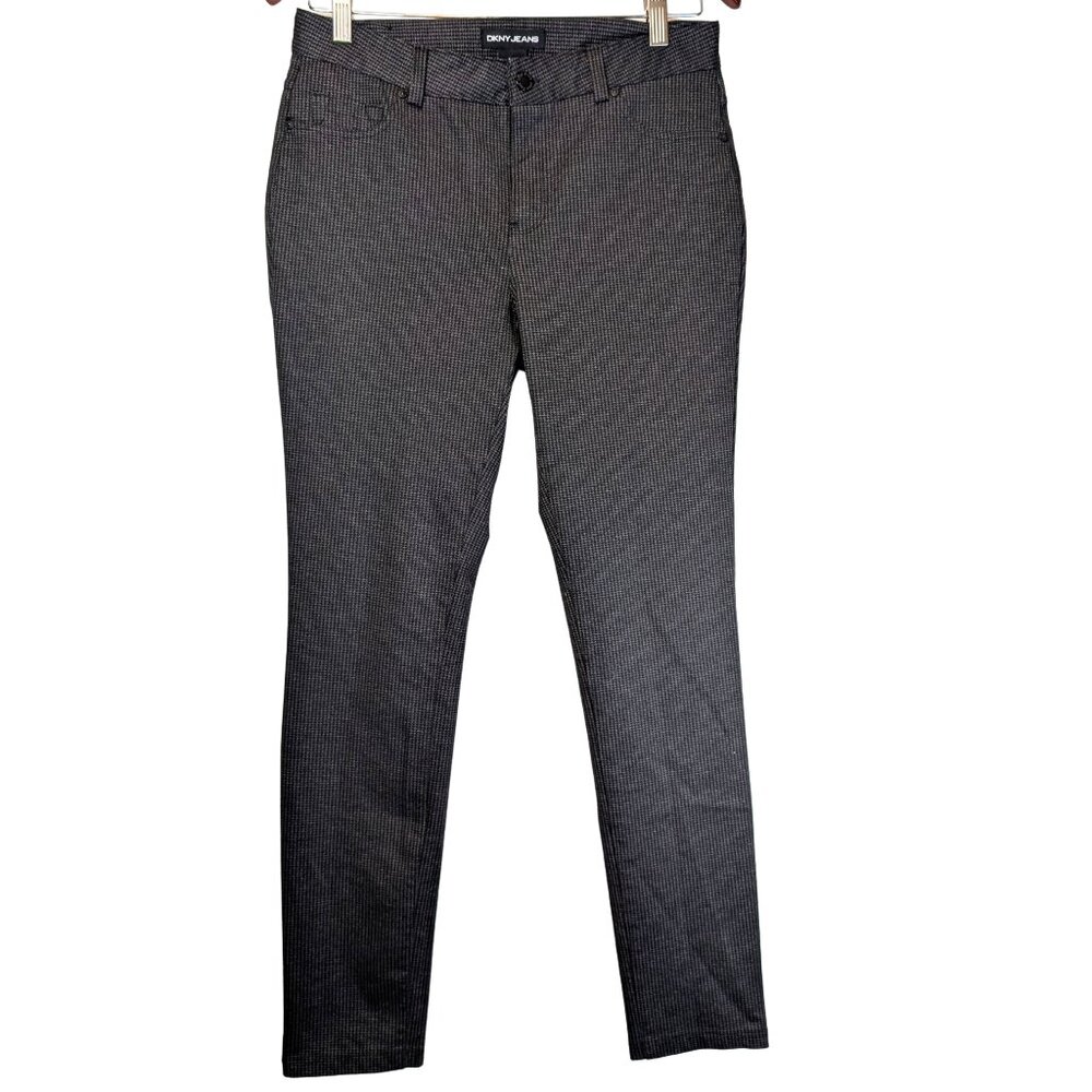 DKNY Jeans Womens Small Ponte Pants Gray Houndstooth Stretch Dress Trousers